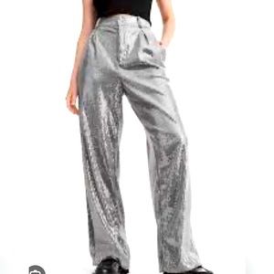 Sequin pants metallic color